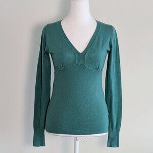 OLD NAVY Women's Long Sleeve VNeck Fitted Knit Sweater  Size S  Green